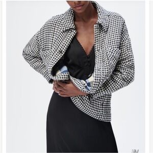 Zara Gingham Shirt Jacket Size XS
